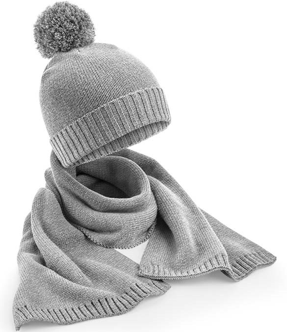 Beechfield Knitted Scarf and Beanie Gift Set